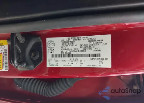 2017 Ford F-150 Lariat z USA, uszkodzony, nr VIN 1FTFW1EG6HFC54342